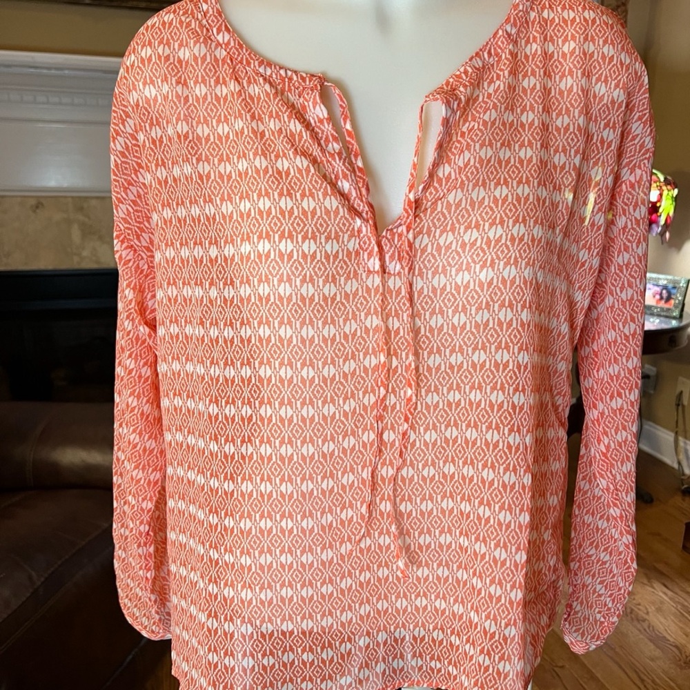 Women's Orange and White Top